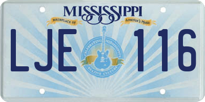 MS license plate LJE116