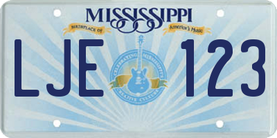 MS license plate LJE123