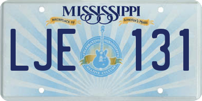 MS license plate LJE131