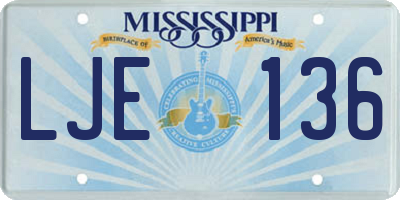 MS license plate LJE136