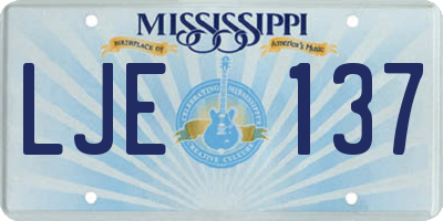 MS license plate LJE137