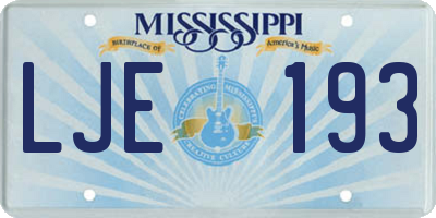 MS license plate LJE193