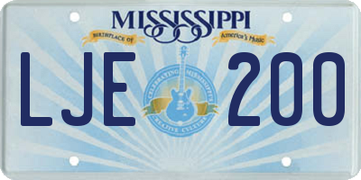MS license plate LJE200