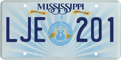 MS license plate LJE201