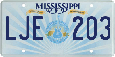 MS license plate LJE203