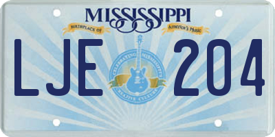 MS license plate LJE204