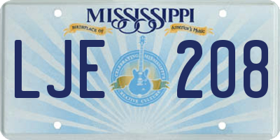 MS license plate LJE208