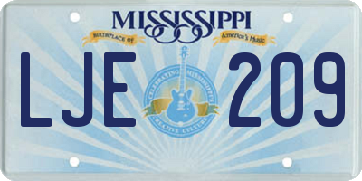 MS license plate LJE209