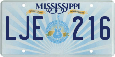 MS license plate LJE216