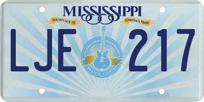 MS license plate LJE217