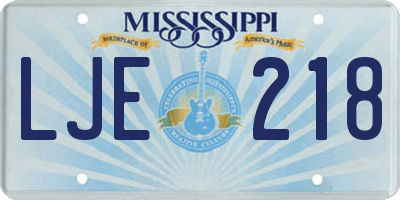 MS license plate LJE218
