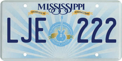 MS license plate LJE222