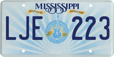MS license plate LJE223