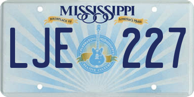 MS license plate LJE227