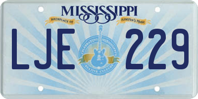 MS license plate LJE229