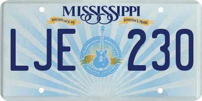 MS license plate LJE230