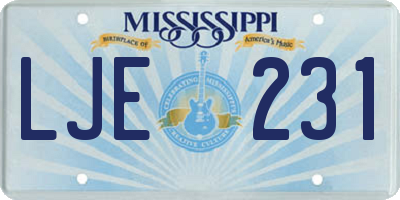 MS license plate LJE231