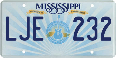 MS license plate LJE232