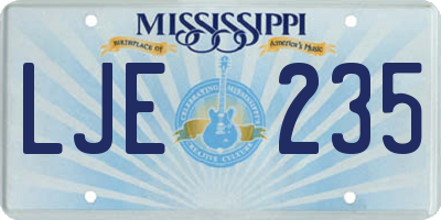 MS license plate LJE235