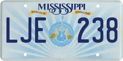 MS license plate LJE238
