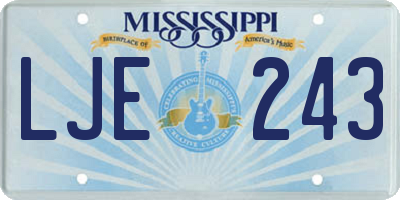 MS license plate LJE243