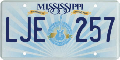 MS license plate LJE257