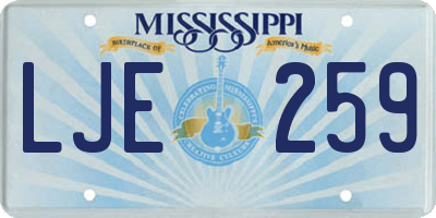 MS license plate LJE259