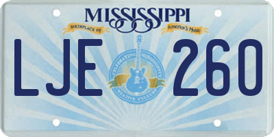 MS license plate LJE260