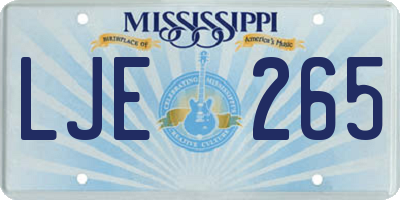MS license plate LJE265