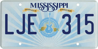 MS license plate LJE315