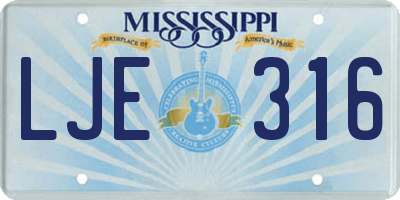 MS license plate LJE316