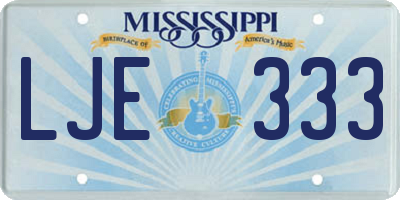 MS license plate LJE333