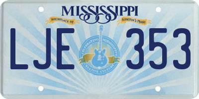 MS license plate LJE353