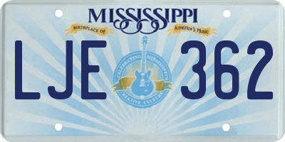 MS license plate LJE362