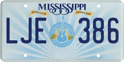 MS license plate LJE386