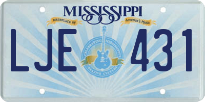 MS license plate LJE431