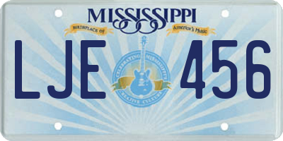 MS license plate LJE456