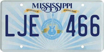 MS license plate LJE466