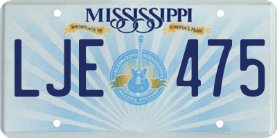 MS license plate LJE475