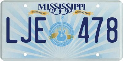 MS license plate LJE478