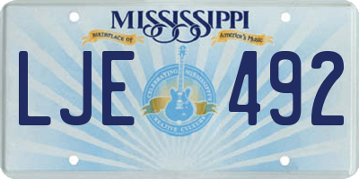 MS license plate LJE492