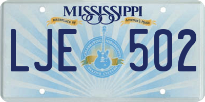 MS license plate LJE502