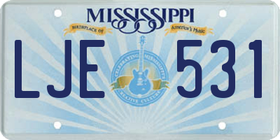 MS license plate LJE531
