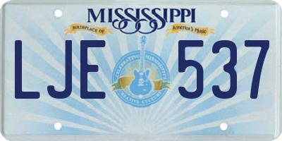MS license plate LJE537