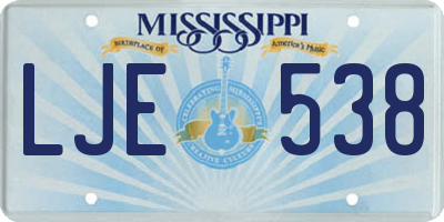 MS license plate LJE538