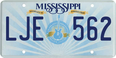 MS license plate LJE562