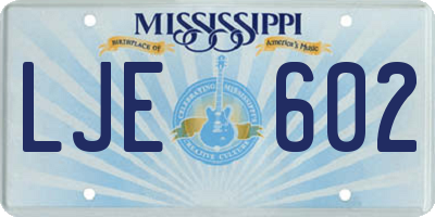 MS license plate LJE602