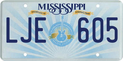 MS license plate LJE605
