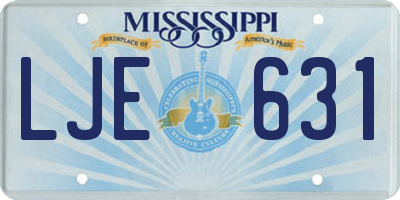 MS license plate LJE631