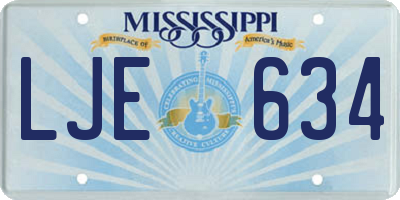 MS license plate LJE634